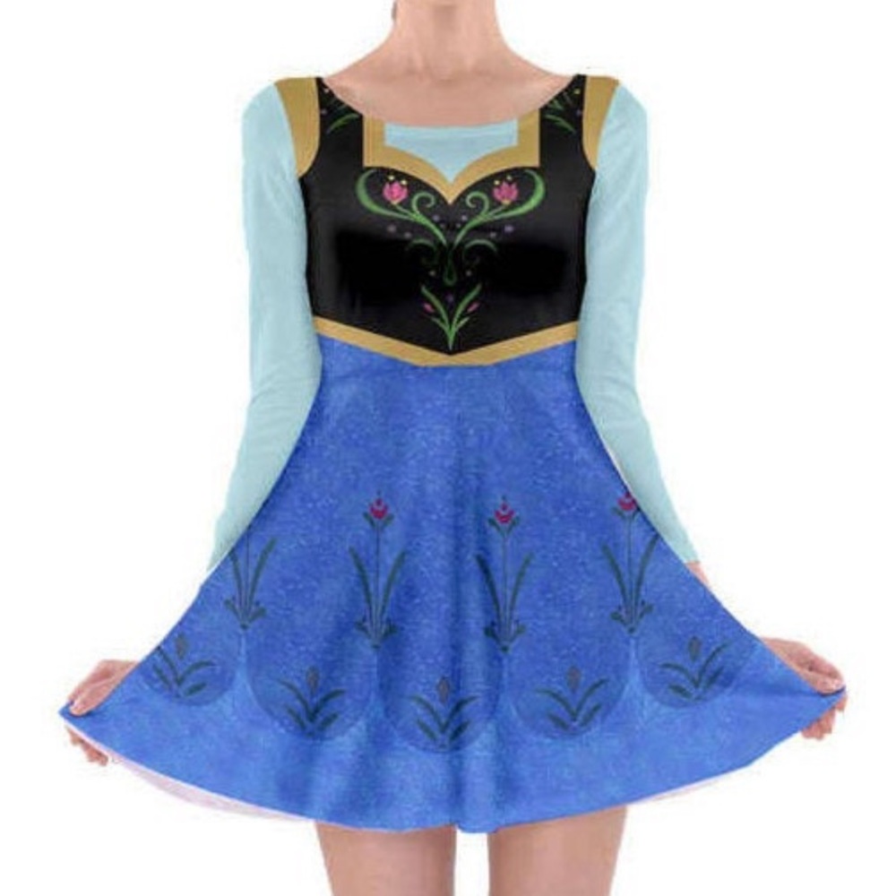 Anna from Disney Frozen Long Sleeve Halloween Skater Dress